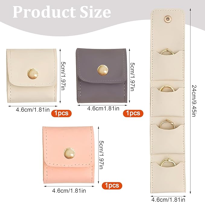 3PCS Mini Travel Jewelry Bag Organizer – Foldable Velvet Portable Pouch with Buckle, Multi-Compartment Small Jewelry Case for Rings, Earrings,Necklaces – Compact Storage Gift for Women Travelers