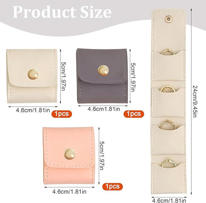 3PCS Mini Travel Jewelry Bag Organizer – Foldable Velvet Portable Pouch with Buckle, Multi-Compartment Small Jewelry Case for Rings, Earrings,Necklaces – Compact Storage Gift for Women Travelers