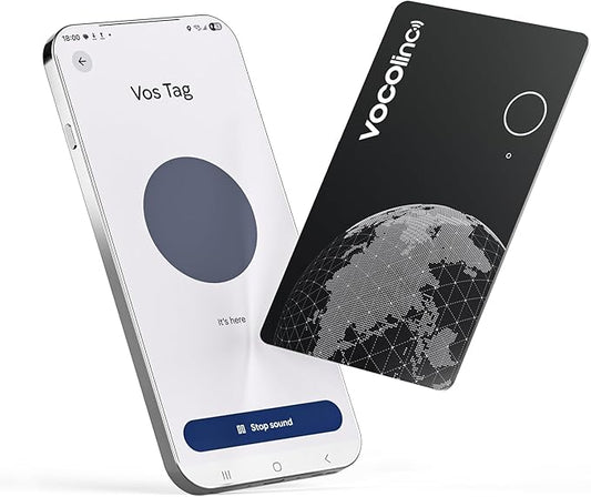 VOCOlinc Air Tag Smart Card for Android & iOS, New Dual System Rechargeable Wallet Tracker Work with Google Find Hub or Apple Find My APP, Item Finder Locator for Luggage, Suitcase. Slim 1.6mm, 1 Pack