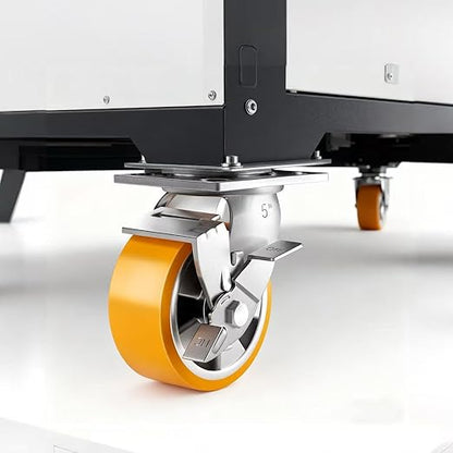 5 Inch Heavy Duty Casters Set of 4, Industrial Locking Casters 5000lbs Load Capacity, Plate Swivel Castor Wheels for Heavy Duty Carts, Workbench, Equipment, Platform Truck (Orange)