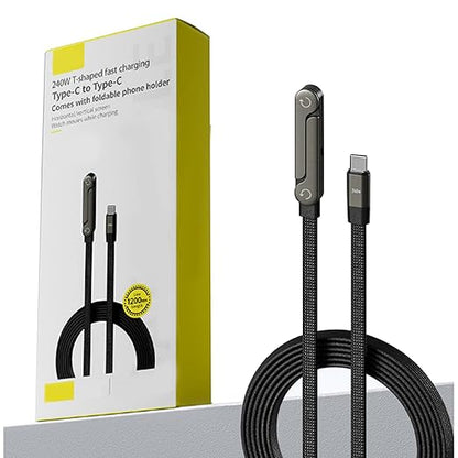 Charge Stand 2-in-1 Cable, 2-in-1 Invisible Holder Charger Cable – 240w Fast Charging Cord with Built-in Phone Stand, for Smartphones Tablets (TypeC-Lightning,1Pcs)