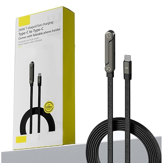 Charge Stand 2-in-1 Cable, 2-in-1 Invisible Holder Charger Cable – 240w Fast Charging Cord with Built-in Phone Stand, for Smartphones Tablets (TypeC-TypeC,1Pcs)