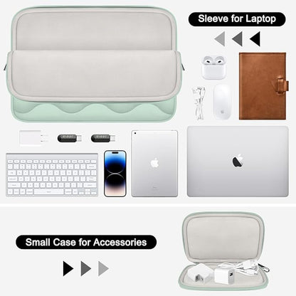 ARVOK Puffy Laptop Sleeve 15 15.6 16 inch for MacBook Air 15 inch/Pro 16 inch, Laptop Case Notebook Computer/Tablet Pouch Cover for HP/Dell/Asus/Acer/Samsung, Extra Bag, Women, Cute Carrying Case