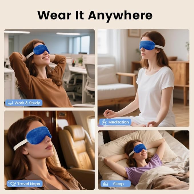Microwave Heated Eye Mask, Steam Warm Compress for Dry Eyes, Work with Relieve, Blepharitis & Stye Treatment (Blue) - 2 Pack