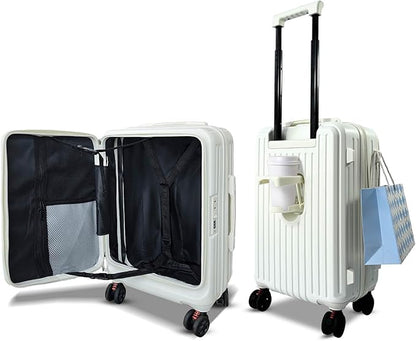 Carry On Luggage 22x14x9Inch Airline Approved with Wheels, Hard Shell Carry On Suitcases for Weekender, Expandable Suitcase Top Opening Lightweight Small Travel Luggage with Cup Holder and Side Hooker