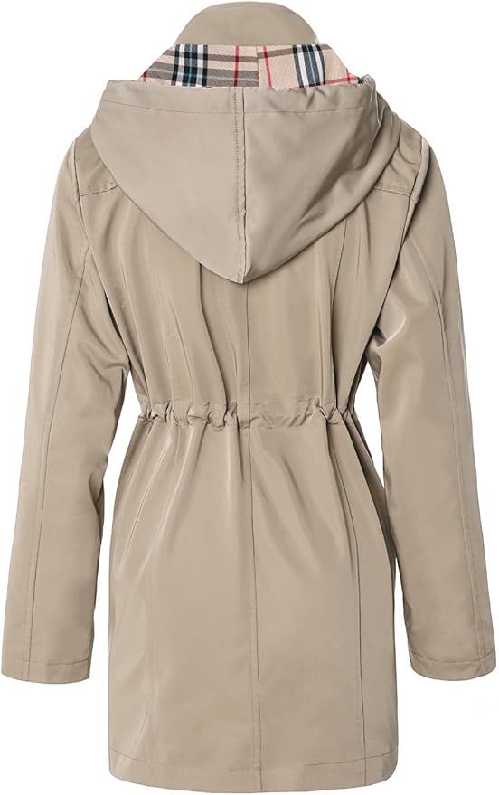 SaphiRose Women's Long Hooded Rain Jacket Outdoor Raincoat Windbreaker