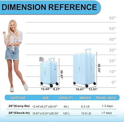 Krute Carry on Luggage 20 inch Suitcases with Spinner Wheels PC+ABS Airline Approved Hard Side Luggages with TSA Lock