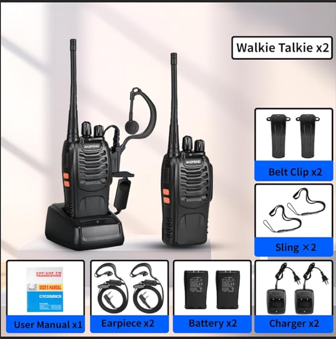 BAOFENG 888S walkie talkies for Adults walkie talkies for Adults 16 Channel Professional Radio Handheld （2PC） (Eggplant)