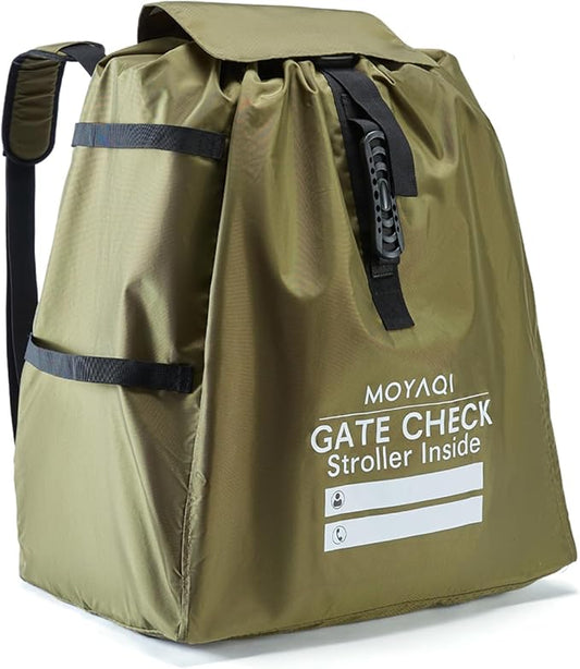 MOYAQI Stroller Travel Bag for Airplane, Gate Check Bag Backpack with Durable Nylon,Adjustable Carry Straps,Infant Carriers & Booster Seats (live Green)