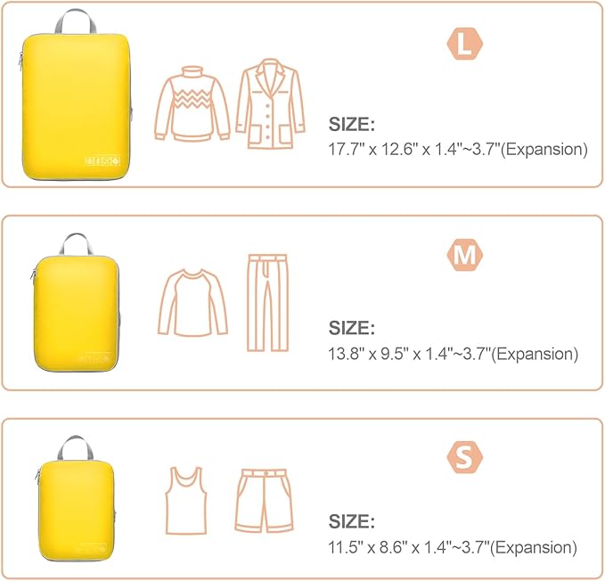 Cambond Compression Packing Cubes for Travel Women - Expandable Travel Bags Luggage Organizers Travel Essentials Compression Cubes for Travel Carry on Suitcases Organizer