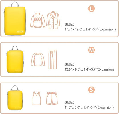 Cambond Compression Packing Cubes for Travel Women - Expandable Travel Bags Luggage Organizers Travel Essentials Compression Cubes for Travel Carry on Suitcases Organizer