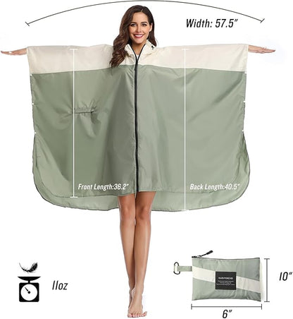 SaphiRose Unisex Rain Poncho Waterproof Raincoat Hooded for Adults Women with Pockets