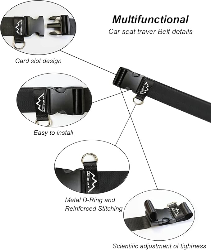 Car Seat Travel Belt to Suitcase,Car Seat Travel Strap to Convert Kid Car Seat and Carry-on Luggage into an Airport Car Seat Stroller,Safe Travel Solution for Transport