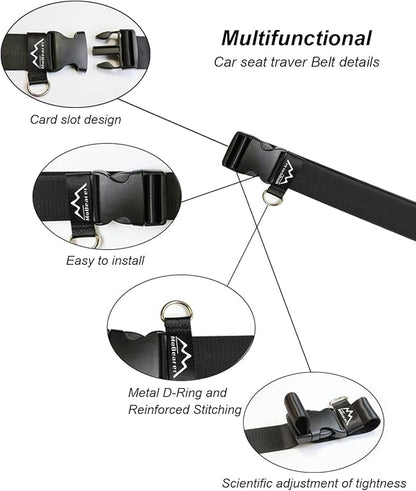 Car Seat Travel Belt to Suitcase,Car Seat Travel Strap to Convert Kid Car Seat and Carry-on Luggage into an Airport Car Seat Stroller,Safe Travel Solution for Transport