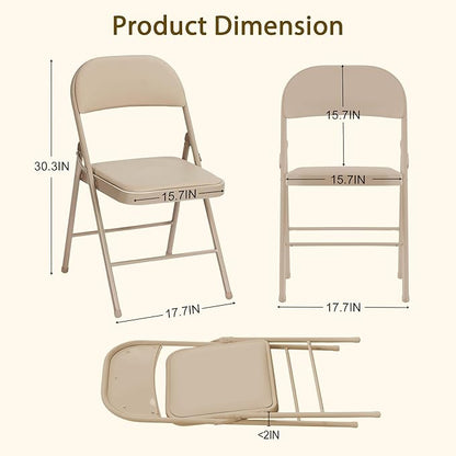 Khaki Folding Chairs 50 Pack with Comfortable Cushion and Back, 330LBS Capacity, Portable & Foldable Indoor Outdoor Chairs with Durable Metal Frame for Office Party Events Kitchen Dinning Wedding