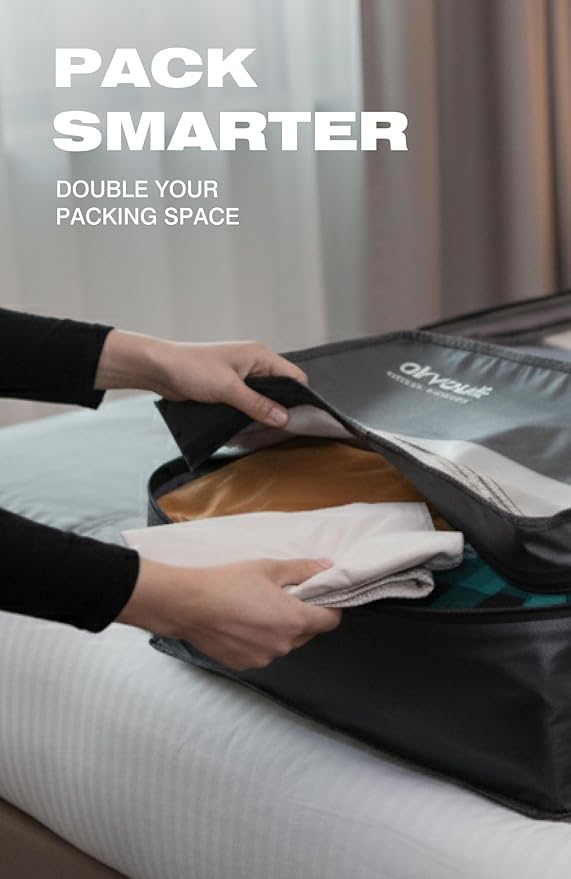AirVault Travel Pack Vacuum Kit Reusable Air Seal Compression Bags with Wireless Suitcases Backpack Space Saver Vacpack (Gray 41L (3-Pack), 41L (Air Pump Included)