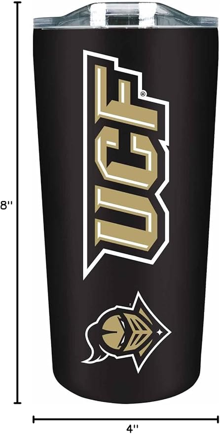 Campus Colors NCAA Stainless Steel Tumbler perfect for Gameday - 18 oz - Double Walled - Keeps Drinks Perfectly Insulated (Central Florida Knights - Black)