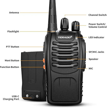 BAOFENG Radio BF-888S Walkie Talkies Long Range Rechargeable Two Way Radios with Flashlight, Type-C Charging Li-ion Battery, Frequency Copy, VOX Handsfree, for Cruise Hiking Camping Family, 20 Pack