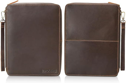 Polare Full Grain Leather Travel Cable Organizer Case Electronics Accessories Carry Bag with YKK Zippers Tech Storage Bag for Cables, Power Bank, USB, SD Card, Travel Essentials