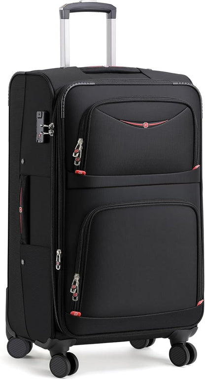 Softside Expandable Luggage with 4 Spinner Wheels, Durable Checked-Luggage Suitcase (Black, 29-Inch)