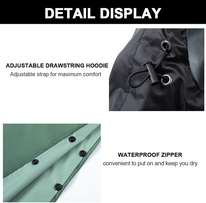 Fashion Hooded Rain Poncho Waterproof Raincoat Jacket with pocket for Women/Men/Adult