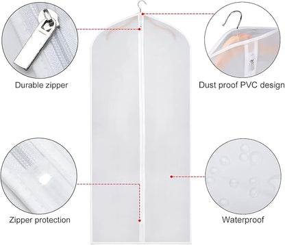 Zilink Clear Coat Covers Garment Bag 54-inch Garment Bags for Hanging Clothes Storage Bag for Coat with Full Length Zipper for Clothing Storage Bags Hanging, Set of 10