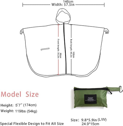 Fashion Hooded Rain Poncho Waterproof Raincoat Jacket with pocket for Women/Men/Adult
