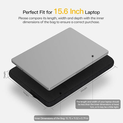 15.6 16.1 inch Laptop Sleeve Case for 15.6 Laptop,HP Envy 15.6 Pavilion 15,HP Victus 16.1,ASUS VivoBook 15 16 16X, Acer Aspire 15.6,Lenovo Ideapad 3 15,Dell Inspiron 15 Comptuer Bag -Black