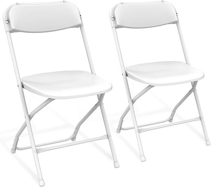 Folding Chair 2Pack,Plastic Folding Chairs for Outside,Heavy Duty Foldable Chair,Sturdy Metal Indoor Outdoor Folding Chairs,350 lbs Capacity,for Home,Office,Patio,Comfy,White
