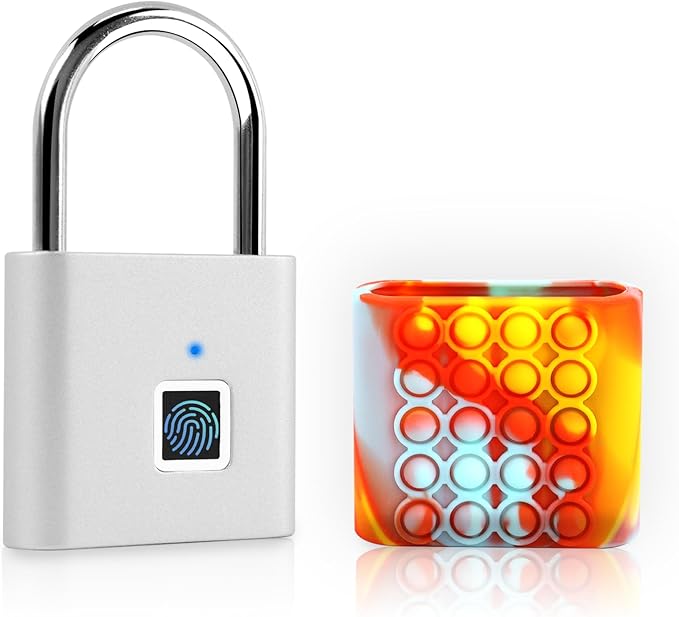 UMIKSMART Biometric Smart Lock, Keyless Fingerprint Padlock with USB Charging, Smart Lock Gift for Students, Gym Lockers, School Lockers, Luggage, Storage Boxes, Fences, Backpacks, Cabinets