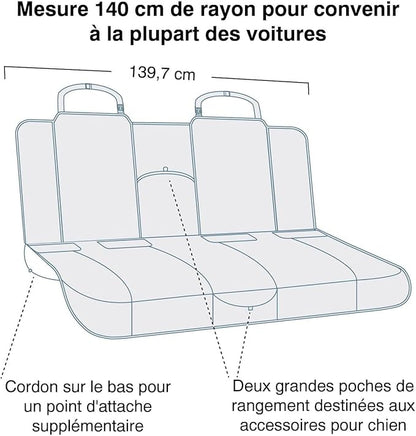 Kurgo Heather Bench Seat Cover - Waterproof Car Seat Protector for Dogs - Stylish Two-Tone Fabric - Stain Resistant Cover - Secure Fit - Durable Travel Gear - Heather Charcoal Grey