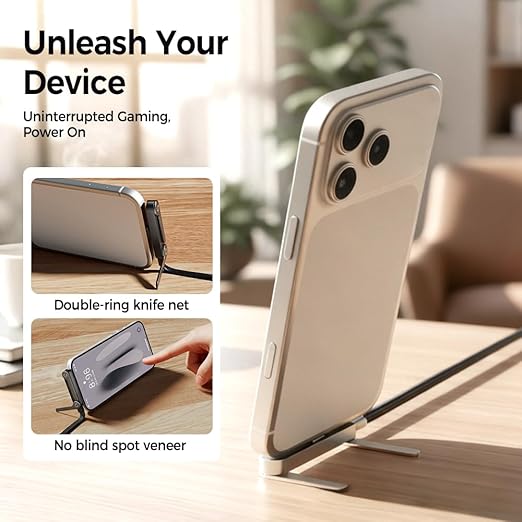 2 in 1 Invisible Holder Charger Cable 240W Fast Charging Cord with Built-In Phone Stand, 4.9FT 2 in 1 Braided Fast Charge Cable with Adjustable Phone Stand, T-Shaped Design Type-C for Phones (2)