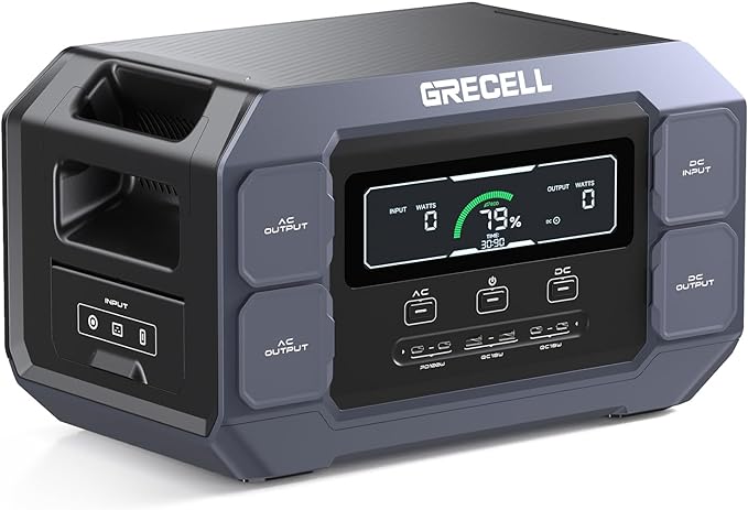 GRECELL Portable Power Station 2200W Solar Generator 1126Wh LiFePO4 Battery Pack with 1200W AC Charging & 800W Solar Charging, 1.25Hrs Fast Charging with 4×2200W(4800W Peak) AC Outlets for Home Travel