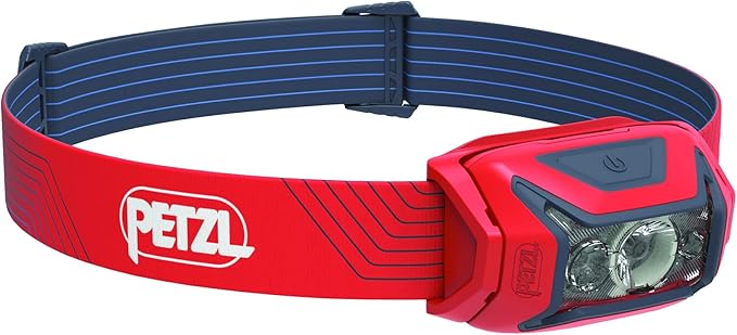 PETZL ACTIK Headlamp (450 Lumens) with Multi-Beam and Red Light - Red (Classic)