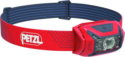 PETZL ACTIK Headlamp (450 Lumens) with Multi-Beam and Red Light - Red (Classic)