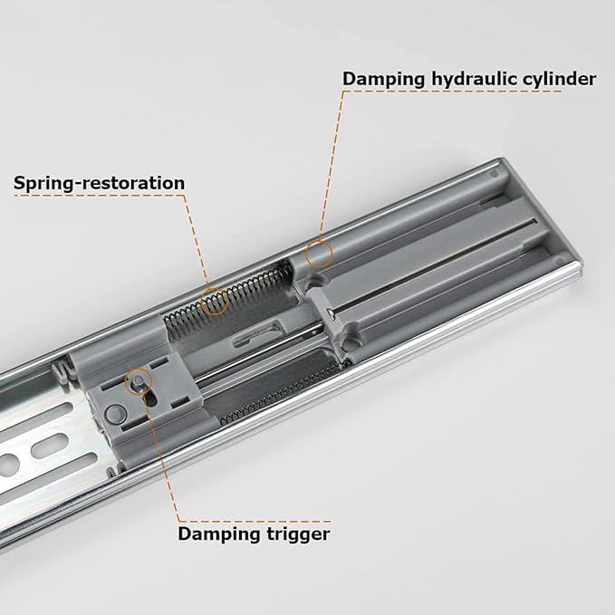 LONTAN 6 Pairs 22 Inch Soft Close Drawer Slides Side Mount Heavy Duty Cabinet Drawer Glides Ball Bearing Full Extension Kitchen Cabinet Rails 100 LB Capacity