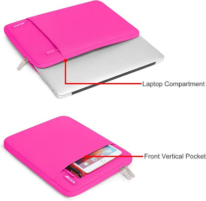 MOSISO Laptop Case 13.3 inch, 13-13.3 inch Laptop Sleeve Compatible with MacBook Air/Pro 13/Pro 14 M5 M4 M3 M2 M1, HP Dell ASUS Lenovo,Polyester Vertical Computer Sleeve Bag with Pocket, Bright Rose