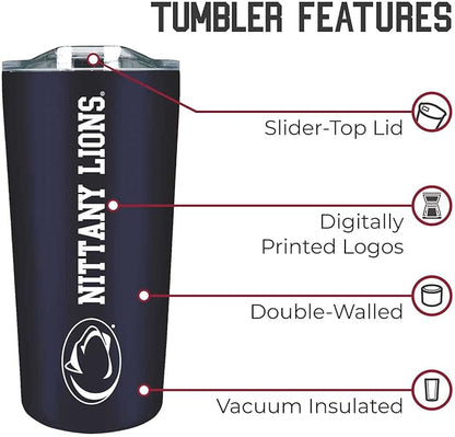 Campus Colors NCAA Stainless Steel Tumbler perfect for Gameday - 18 oz - Double Walled - Keeps Drinks Perfectly Insulated (Penn State Nittany Lions - Navy)