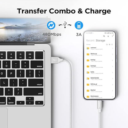 etguuds USB A to USB C Cable 6ft, 2-Pack, 3A Fast Charging Type C Charger Cord for iPhone 17 16 15 Pro Max 16e 17 Air, Samsung Galaxy S25 S24 S23 S22 S21 S20 A17 A16 A56 A55 Flip Fold, White