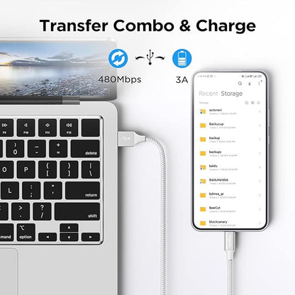 etguuds White Long USB A to USB C Cable 10ft, 2-Pack Fast Charging Type C Charger Cord for iPhone 17 16 15 Pro Max Plus Air 16e, Samsung Galaxy S25 S24 S23 S22 S21 S20 Note 20 A17 A16 A15 A26 A36 A56