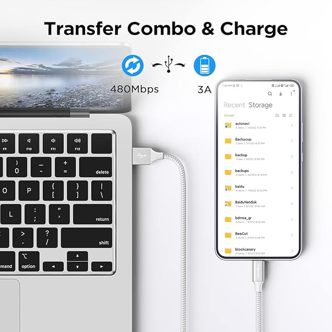 etguuds USB to USB C Cable 3ft, 2-Pack USB A to Type C Charger Cord Fast Charging for Samsung Galaxy A17 A16 A15 A26 A36 A56, S25 S24 S23 S22 S21 S20 S10 Note 20, for iPhone 17 16 15, Moto, White