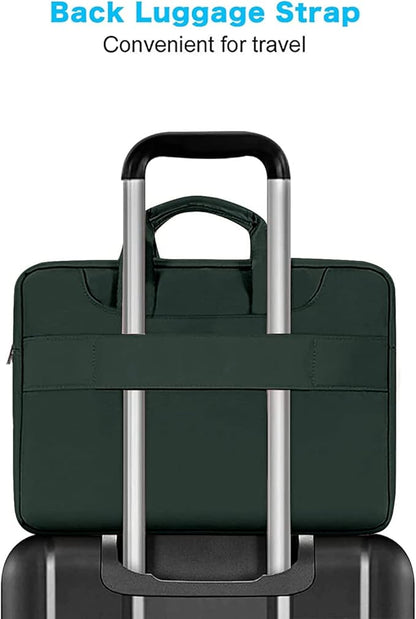 MOSISO 360 Protective Laptop Shoulder Bag Compatible with MacBook Air 13 inch M4 M3 M2 M1 2025-2018/Pro M2 M1 2025-2016,Matching Color Sleeve with Belt,Emerald Green