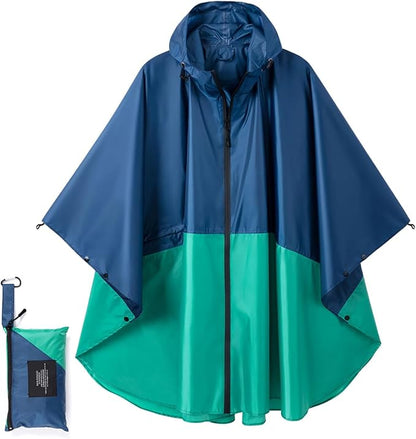 Fashion Hooded Rain Poncho Waterproof Raincoat Jacket with pocket for Women/Men/Adult