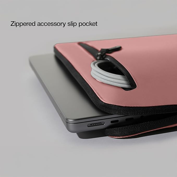 Incase Compact Laptop Sleeve with Flight Nylon - 14-inch MacBook/Laptop & iPad/Tablet Sleeve - Faux Fur Lining, Lightweight, Durable, Weather Resistant, Slip Pocket for Accessories - Aged Pink