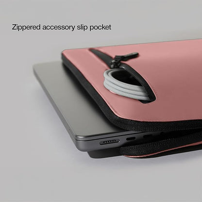 Incase Compact Laptop Sleeve with Flight Nylon - 14-inch MacBook/Laptop & iPad/Tablet Sleeve - Faux Fur Lining, Lightweight, Durable, Weather Resistant, Slip Pocket for Accessories - Aged Pink