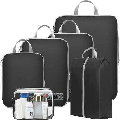 Cambond Compression Packing Cubes for Travel Women - Expandable Travel Bags Luggage Organizers Travel Essentials Compression Cubes for Travel Carry on Suitcases Organizer