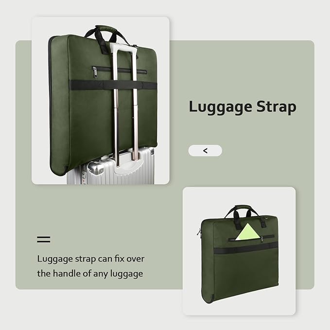 MATEIN Travel Garment Bag, Large Convertible Carry On Suit Bag with Adjustable Shoulder Strap, Waterproof 2 in 1 Hanging Luggage for Men Women, Foldable suitcase for Business Trips, Green