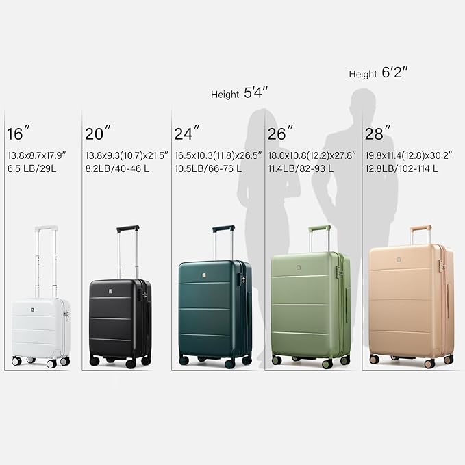 Hanke Expandable Luggage Sets 3 Piece with Spinner Wheels, 20/24/28" Hardside Carry On Luggage Large Suitcase, All-PC Hard Shell Luggage, TSA Lock, Lightweight Durable (Jet Black)