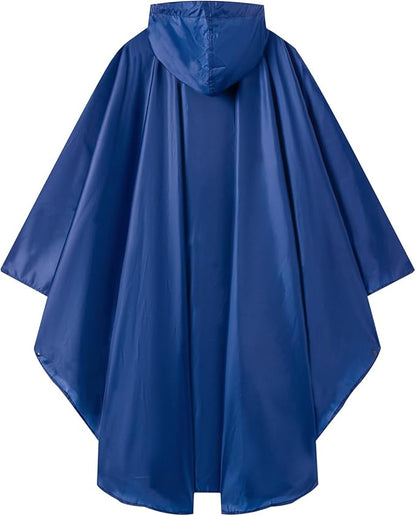 Hooded Rain Ponchos for Adult - Rain Coat and Rain Jacket with Waterproof Pocket and Zipper