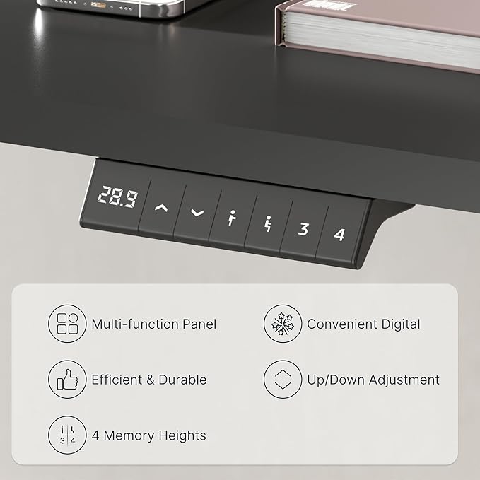 FLEXISPOT EN1 One-Piece Standing Desk, 40"x24" Seamless Desktop Electric Height Adjustable for Home Office, Study Rooms & Multi-Device Workstations, Black